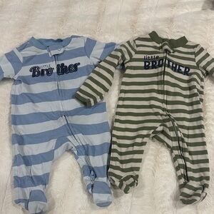 Carter's Little Brother Striped Footies - Blue and Green